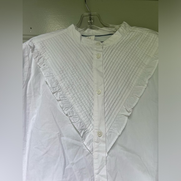 JCrew Ruffle-trim cotton poplin button-up shirt size 18 White - Picture 12 of 14